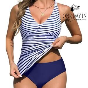 Yonique Twist Front Tankini Swimsuit Size XXL